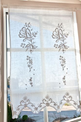 Scheibengardine Printemps aus Leinen 47 cm x 69,5 cm