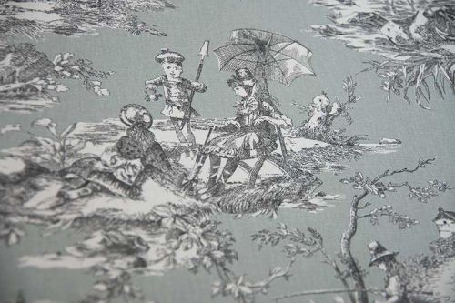 Toile de Jouy Histoire gris 280 cm x 110 cm