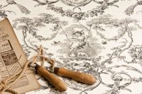 Toile de Jouy Stoff Joseph Ivory Gris 280 cm x 115 cm
