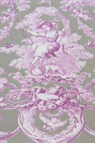 Toile de Jouy Stoff Joseph Fuchsia Gris