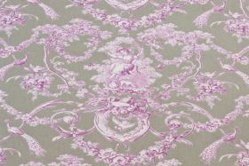 Toile de Jouy Stoff Joseph Fuchsia Gris